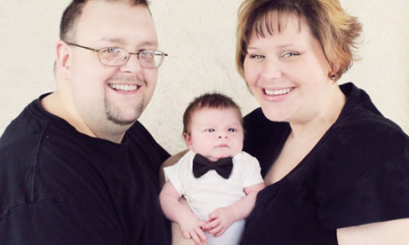 David Levy and Marybeth Scheidts holding their baby Connor Levy