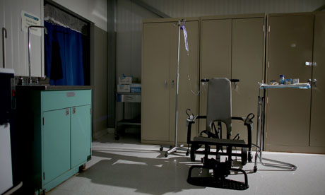 Restraint chair in a hospital room at Guantánamo Bay