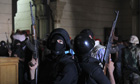 Police at the al-Fath mosque in Cairo