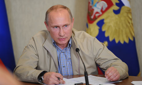 Vladimir Putin at a meeting with regional heads in Khabarovsk, Russia.