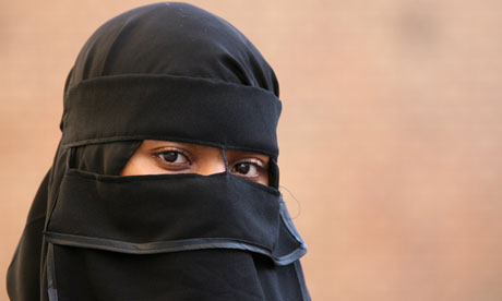 Woman wears Muslim niqab