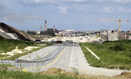 A highway under construction leading to the Mariel special development zone is pictured in Cuba