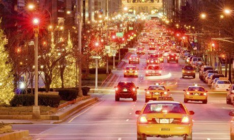 New York City. Park Avenue at dusk with traffic
