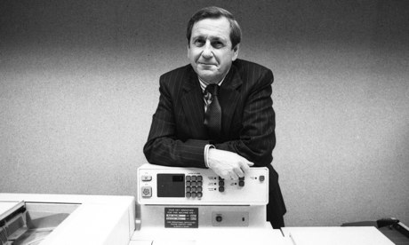 Derek Hornby in 1984, with a large copying machine