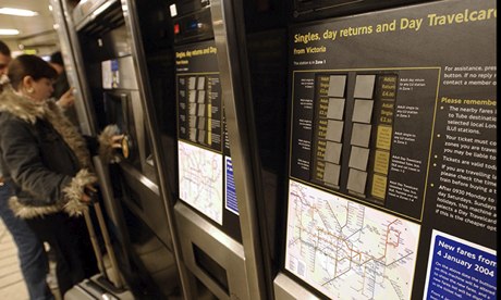 A London Underground ticket machine offering tickets and Travelcards