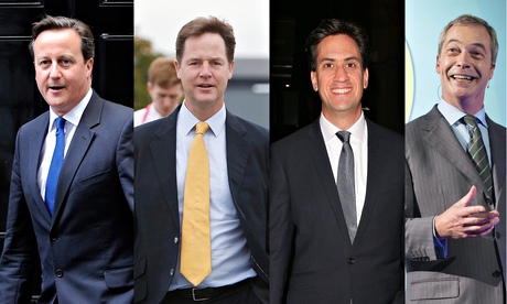 David Cameron, Nick Clegg, Ed Miliband and Nigel Farrell