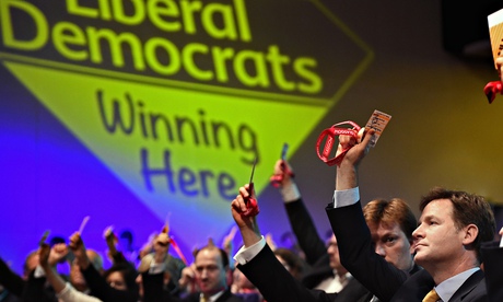 Nick Clegg voting at Lib Dem conference