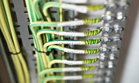 Close up of cables on computer server