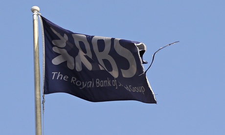A flag flies above the head office of RBS in St Andrew Square in Edinburgh