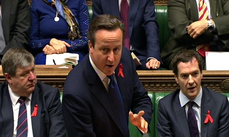 David Cameron during prime minister's questions in the House of Commons today