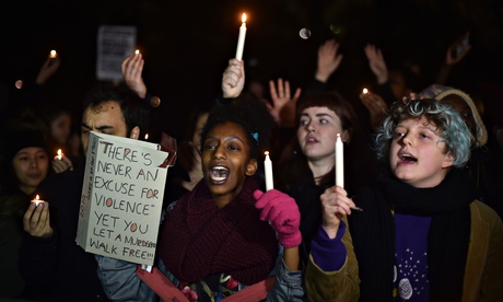 People protest in London against the killing of Michael Brown in the US