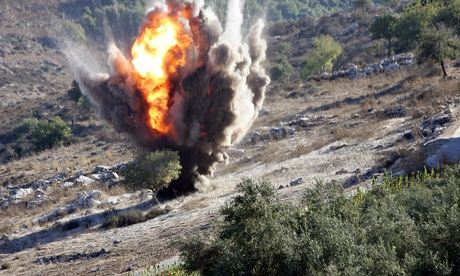 Controlled explosion of a cluster bomb in Lebanon