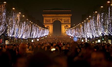 New Year's celebration on the Champs-Elysées