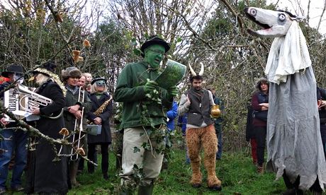 Wassailers at ­Cotehele, including Green Man