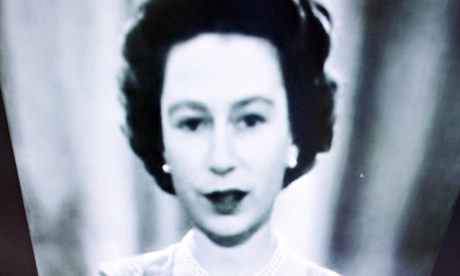Queen Elizabeth II black-and-white screen image