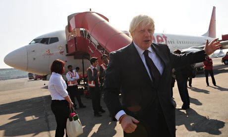 Boris Johnson about to board a plane