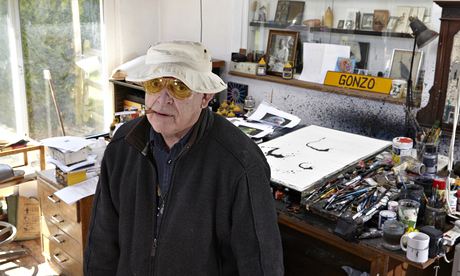 Ralph Steadman in his studio at home in Maidstone, Kent