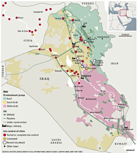 Iraq oil map ISIS