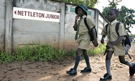 Students walk to school in Harare, Zimbabwe