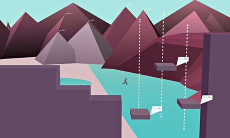 Metrico landscapes twist and warp under the player's feet.