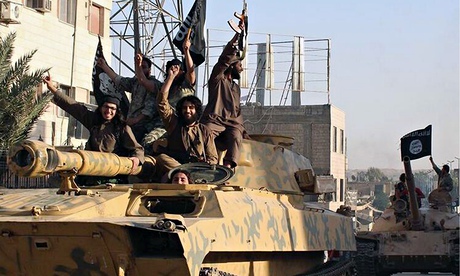 Isis fighters on a tank