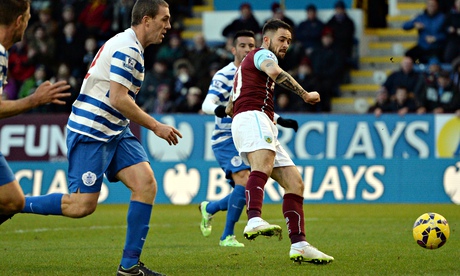 Burnley's Danny Ings, right, steered in the decisive goal in the first half of their 2-1 win against