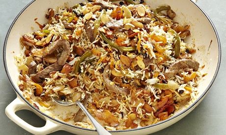 Yotam Ottolenghi's beef, apricot and almond pilaf