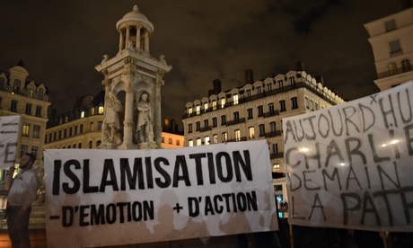far right activists demonstrate in Lyon against the Islamisation of France