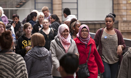 Multiracial street scene Birmingham