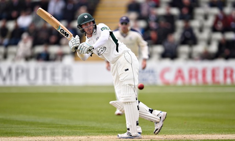 Worcestershire's Tom Fell flicks a ball off his pads on his way to 114 against Yorkshire at New Road