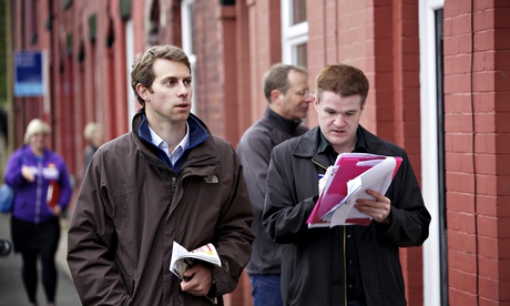 Will Straw canvassing in Waterfoot during the 2014 council elections
