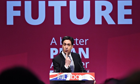 Ed Miliband launching the Labour party manifesto for the 2015 general election in Manchester 