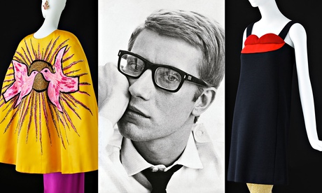 A 1964 portrait of Yves Saint Laurent flanked by hisYves Saint Laurent flanked by his creations