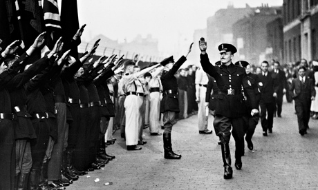 Sir Oswald Mosley inspecting members of his British Union of Fascists in London, in October 1936