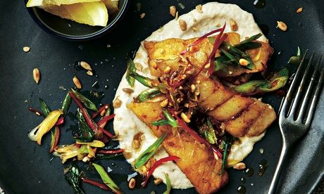 Yotam Ottolenghi's fried pollack with sunflower seed mayonnaise