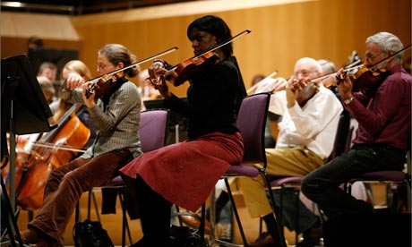 The Halle Orchestra in rehearsals at the Bridgewater Hall in Manchester