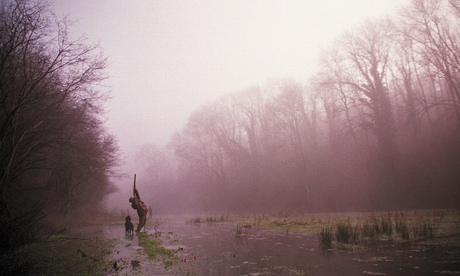Man shooting wild birds