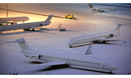 Grounded planes, in snow
