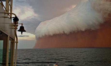Wall of dust over ocean, west Australia 