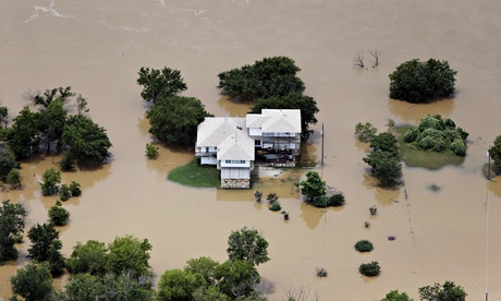 House in floodwater, Weatherford, Texas, US
