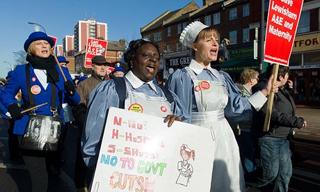 Nurses join a protest to save Lewisham hospital