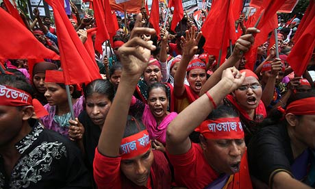 Bangladeshi protesters in Dhaka call for better working conditions, one of scores of May Day rallies