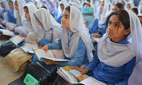 Pakistani girls at school in Mingora, Swat valley. Malala Yousafzai has inspired other girls