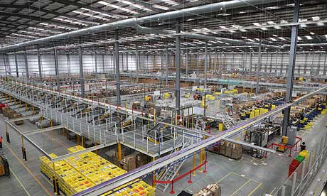 Amazon's huge warehouse in Hemel Hempstead, one of eight in the UK.