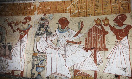 Scenes from ancient Egypt found on the walls of a newly discovered tomb in Luxor. 