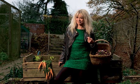 Former model Jo Wood photographed in the vegetable patch of her Organic