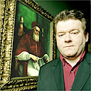 Jonathan Jones with Raphael's portrait of Pope Julius II