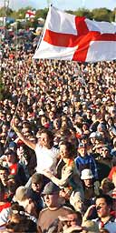 England fans at Glastonbury 2004