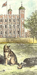 Victorian image of ravens at the tower of london