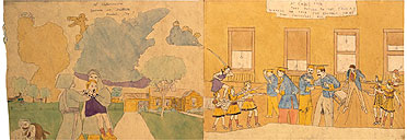 Henry Darger's At Cedemine. Jennie is bruttally treated. No 1 At Cairns Fair They return to the tavern surprise the same foe generals. Taking them prisoners, but - [sic]
